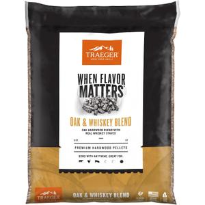 Traeger Grills Oak & Whiskey Blend 100% All-Natural Wood Pellets for Smokers and Pellet Grills, BBQ, Bake, Roast, and Grill, 18 lb. Bag
