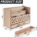Wood Mail Organizer Countertop with Drawers, Desk Organizer for Office Supplies, Paper, Letter, Envelope, Bill