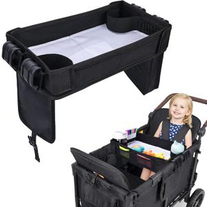 COOLBEBE Stroller Snack Tray for Wonderfold Wagon, Upgraded Foldable Kids Snacks & Activities with Drawing Tray, Universal Wonderfold Wagon W2 Accessories with Cup Holder & Mesh Pockets (W2 Series)