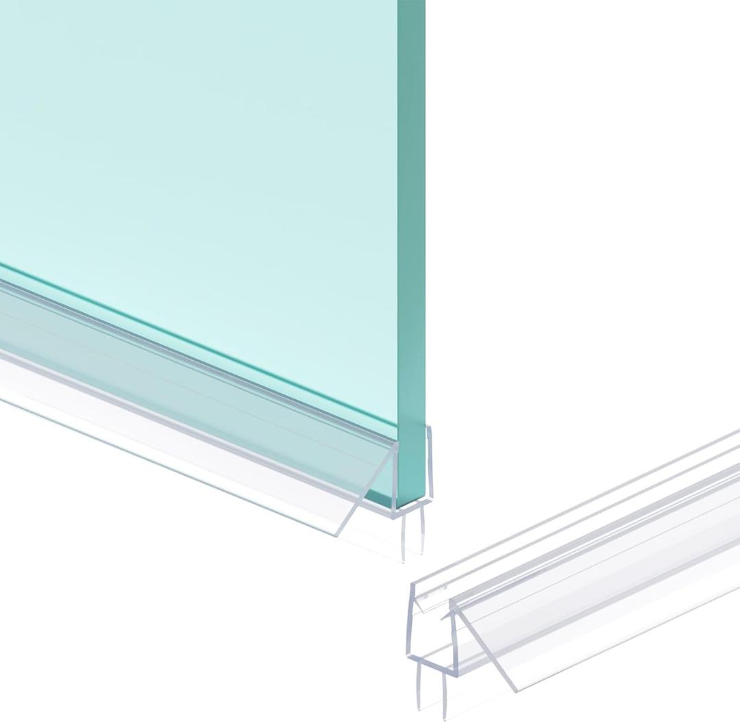 Shower Door Bottom Seal Strip, 2PCS Seal Strip, Ultra Clear PVC, 39" Length, Fits 8mm Thick Glass, Prevents Leaks, Easy Installation, No Adhesive Required (Ultra Clear, 39in for 5/16"(8mm) Door)
