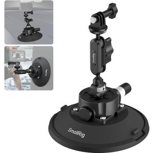 SMALLRIG 6" Suction Cup Mount with Ball Head Magic Arm, Action Camera Mount for DJI Osmo Action 5 Pro/4, for Insta360 x5, for Gopro 13/12, Load Capacity 3kg, on Car Windshield or Window - 5856