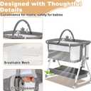 Baby Bassinet,3 in 1 Bedside Bassinet for Baby with Hanging Toys,Foldable Baby Bassinets Bedside Sleeper,4-Sided Mesh Bedside Crib with Wheels and Storage Basket,6 Height Adjustable (Light Grey)