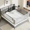 3-Pack Full Size Bed Rails for Toddlers -Height Adjustable Baby Bed Rail Guard Specially Designed for Full Size Bed (74.8"x74.8"x54"-Grey)