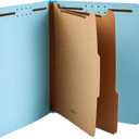 Amazon Basics Classification Folder with Prongs, 100% Recycled, 2 Dividers, 2" Embedded Fasteners, Letter Size, for Documents Organization, Light Blue, 10 Count