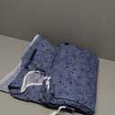 AMU Solutions 3 PK 3XL Hospital Gown  Blue Leaf Print V-Neck Unisex Patient Robe with Steel IV Shoulder Snaps Fits Men to 2XL & Women to 3XL
