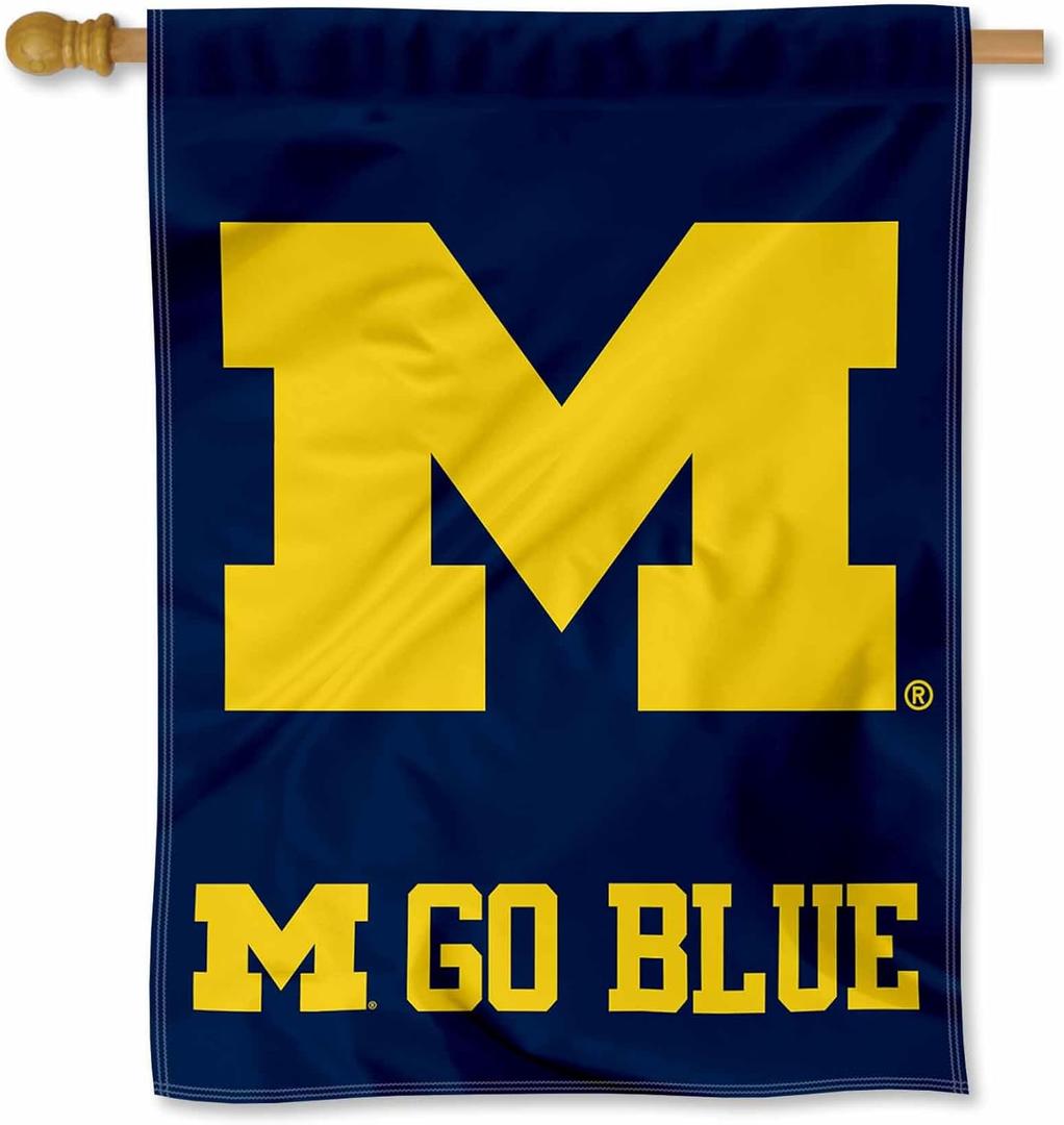 Michigan Team University Wolverines Go Blue Double Sided House Flag