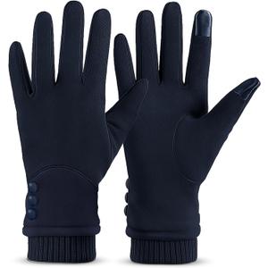 Welvgnnce Women's Winter Warm Gloves With Touch Screen Texting Fingers, Windproof, Fleece Lined, Thick Warm Gloves (Medium, Navy)