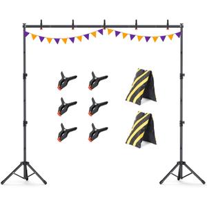 Backdrop Stand 10x7.5ft, Height Adjustable and Width Adjustable Backdrop Stand, Back Drop Stand for Balloon Arch, Photo, Parties Backdrop Stand 10x7.5ft, Height Adjustable and Width Adjustable Backdrop Stand, Back Drop Stand for Balloon Arch, Photo, Parties