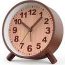 Retro Analog Alarm Clock with Night Light, Battery Operated, Easy to Set - Ascending Alarm, Snooze, Simple Round Metal Design for Bedroom, Desk, Bedside, Travel, Kids, Adults, Heavy Sleepers (Brown)