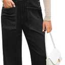 luvamia Jean Overalls for Women Loose Fit Baggy Wide Leg Bib Pocket Adjustable Straps Stretchy Denim Overall Jumpsuits (Small, Iconic Black)
