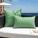 Kevin Textile Outdoor Waterproof Throw Pillow Covers Pack of 2 Boho Farmhouse Decorative Lumbar Cushion Covers for Garden Patio Tent Balcony Bench Couch Sofa 12x24 Inch, Sage Green
