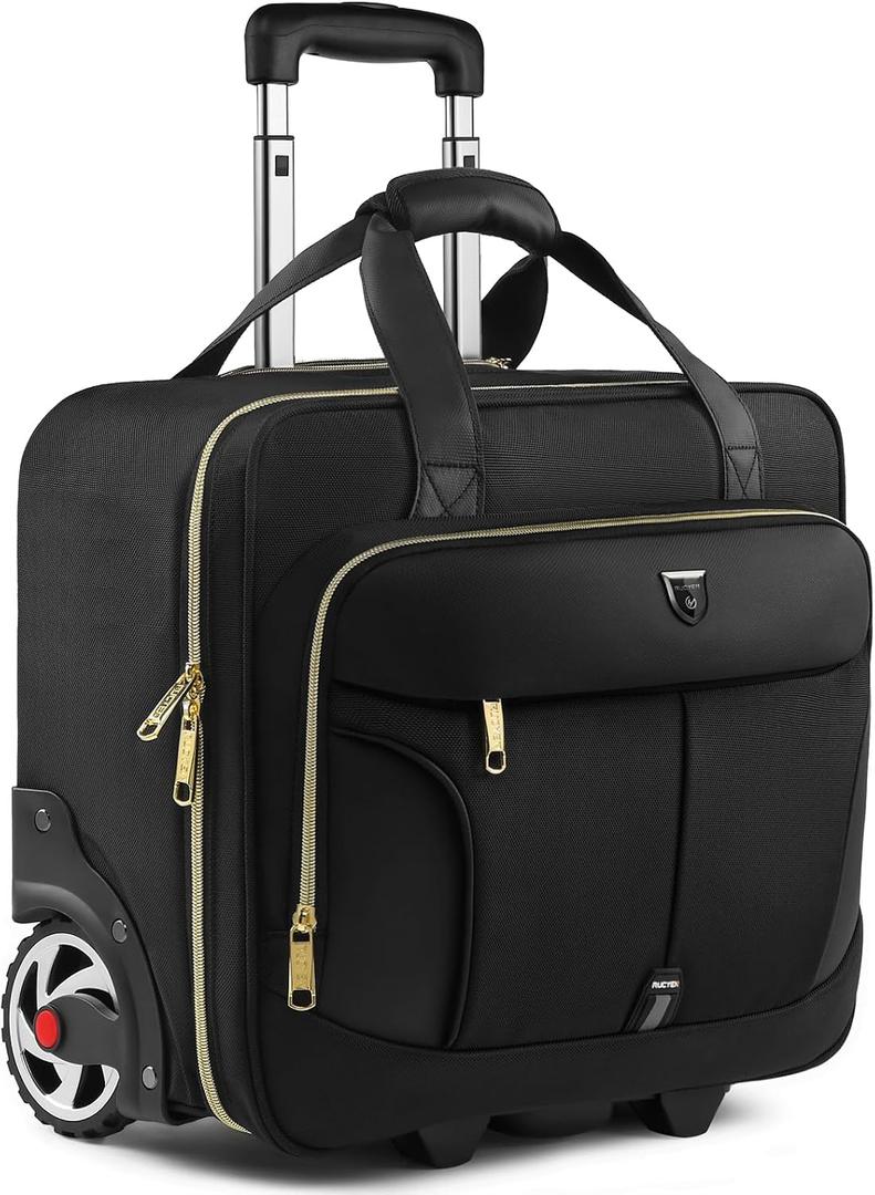 RUCYEN Rolling Laptop Bag,Rolling Briefcase for Men & Women,Laptop Briefcase on Wheels,Carry On Bag for Business Travel