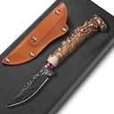 Plys Fixed blade knife with leather sheath, Handmade Forged Stainless steel,Outdoor camping,survival,Hunting knife Gifts for Men