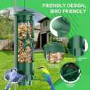 Squirrel Proof Bird Feeders for Outdoors Hanging, Metal Squirrel Proof Bird Feeder with Gravity Protection, 3LB Large Capacity Wild Bird Feeders for Outside Finch, Cardinal, Blue Jay (Green)
