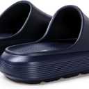 Platform Slides for Women and Men | Chunky Thick EVA Sole with Stable Support | Non-Slip for Daily Wear (9.5-10.5 Women/8-9 Men, Navy)