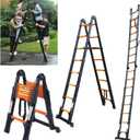 JADDUO Telescoping Ladder, 16.5 FT, A-Frame, Heavy Duty, Black
