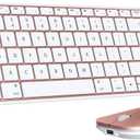seenda Bluetooth Keyboard and Mouse for Mac, SKM64-2 Multi-Device Rechargeable Slim Wireless Keyboard Mouse Stainless Steel Full Size, Compatible with MacBook Pro/Air, iPad, Mac - White Rose Gold
