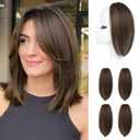 REECHO Clip in Hair Volumizer, 4PCS 12 inch Short Thick Clip in Hairpieces Adding Extra Volume Hair Extensions for Women - Chocolate Brown