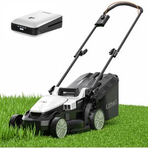 Litheli Electric Lawn Mower Cordless,Grass Cutter Machine for 1600 Sq.Ft.Lawnmower with Brushless Motor,13 In Cutting Width,8 Gallon Capacity,Cutting Height from 1 to 2.5 In, Includes 1 4.0 Ah Battery (Black)