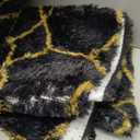 6x9 Area Rugs for Living Room Bedroom, Fluffy Black and Gold Geometric Rug