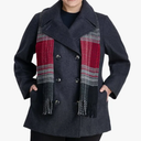 Womens Plus Scarfed Double Breasted Pea Coat 2X
