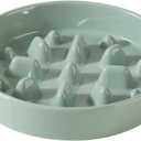 Ceramic 1.6 Cup Dog Bowl Slow Feeder, 8.2 inch Slow Pet Food Dish for Medium and Large Dog, Stop Bloat, Preventing Choking(Single Bowl, Light Green)