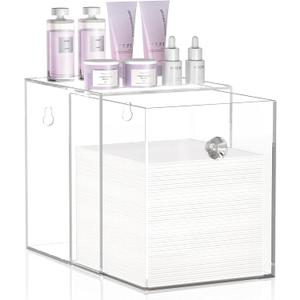 Delamu Clean Skin Club Face Towels Holder, Stackable Acrylic Organizer Compatible with Clean Skin Club Towel XL, Bathroom Vanity, Dresser Holder, Dustproof Multipurpose for Makeup, Skincare, Clear