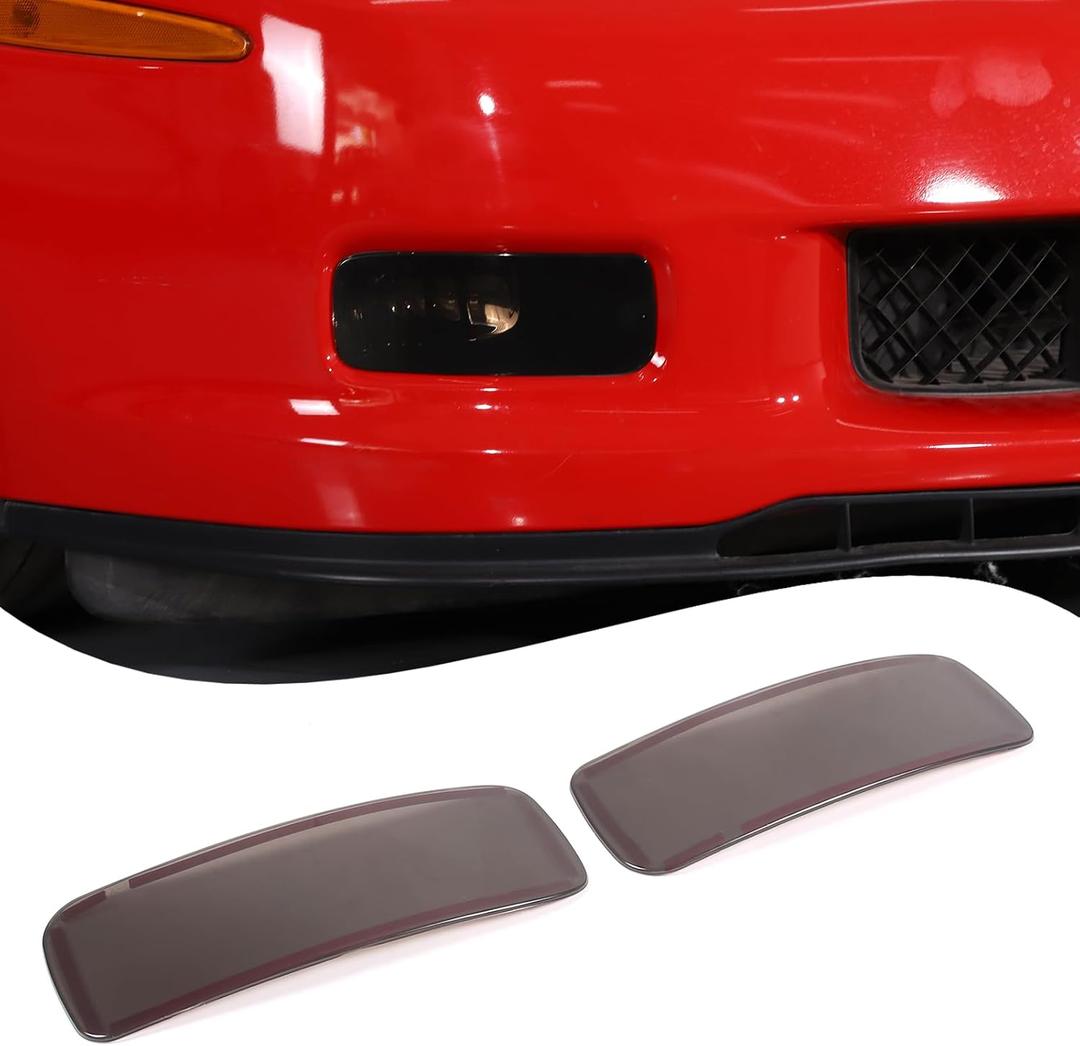 Lcojicep Front Fog Light Cover Guard Compatible with Chevrolet Corvette C6 2005-2013, ABS Front Fog Lamp Light Lamp Grill Protector Cover Guard Exterior Accessories