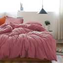 Pink Duvet Cover Full Size Old Pink Mauve Bedding Set Soft Microfiber Minimalist Style Solid Color Comforter Cover with Zipper Corner Ties 3 Pcs for Men Women (No Comforter)