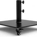 T&Jero 40 lb Heavy Duty Square Steel Plate Patio Market Table Umbrella Base Stand Weight with Wheels for Outdoor, Black