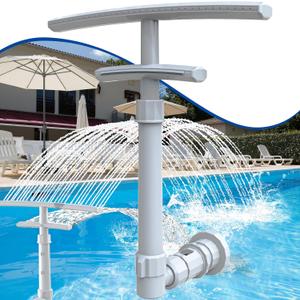 Pool Fountain for Above and Inground Pools, Dual-Layer Spray Pool Waterfall Sprinkler Chiller Aerator, Water Fountain Swimming Pool Accessories (for in-tex & Best-Way & Hay-Ward & Cole-Man) (1 PACK, Gray)