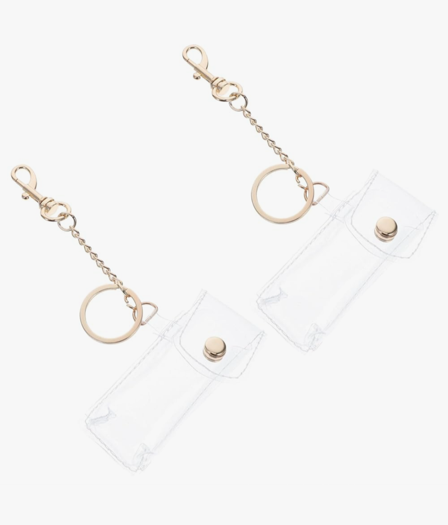 LIFKOME Lipstick Case Keychain Lip Gloss Pouch Pvc Holder Compact Clip Car Holder Portable Design Random Color