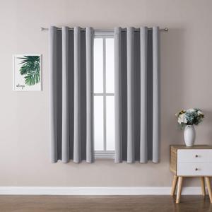 ChrisDowa Grommet Blackout Curtains for Bedroom and Living Room - 2 Panels Set Thermal Insulated Room Darkening Curtains (Light Grey, 52 x 63 Inch)