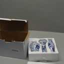 Set of 3 Small Blue & White Porcelain Vases, Fambe Glaze Porcelain Vases Set of 3, Classic Ceramic Flower Vases for Home Dcor