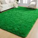 AROGAN Luxury Soft Shaggy Rugs Carpets, 4x6 Feet Bedroom Indoor Plush Area Rugs for Living Room, Green Shag Fluffy Dorm Rug for Kids Girls Teen Nursery Playroom