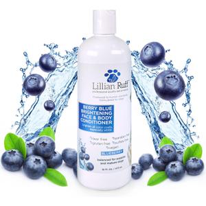 Lillian Ruff PRO Formula Berry Blue Brightening Dog Conditioner - Professional Whitening Conditioner Hydrate Dry Skin, Soften, Detangle, Restore Shine - Provitamin B5, USA Made 16oz