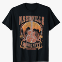 Nashville Tennessee Guitar Country Music City Guitarist Gift T-Shirt Size S