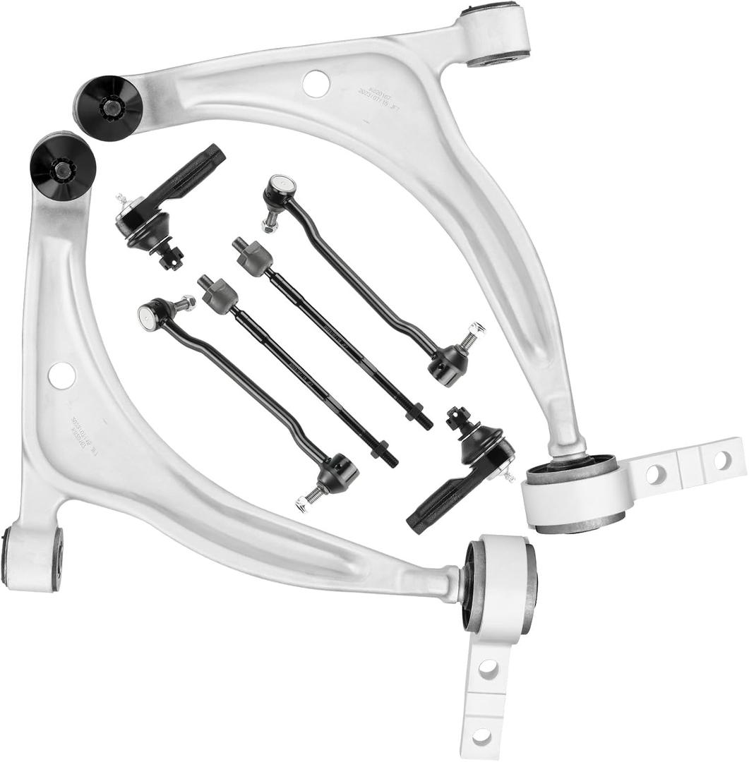 8pcs Front Lower Control Arms w/Ball Joint + Sway Bars + Tie Rods w/Rack Boots for Nissan Altima 2002-2006, Nissan Maxima 2004-2008, Suspension Kit K620166 K620167 K90352 K90353 EV427 ES3438