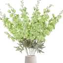 OUKEYI 33.5in 6pcs Fake Flowers Delphinium Artificial Flowers Silk Flowers Larkspur Artificial Flowers Long Stem Flowers for Tall Vase Home Wedding Party Decor (Green)