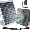 Solar Fan,25W Solar Panel+8" High Speed Solar Powered Fan with Bracket,Solar Fan for Chicken Coop with Power Adapter,Waterproof Solar Exhaust Fan,Solar Power Fan for Greenhouse,Shed (Gray)