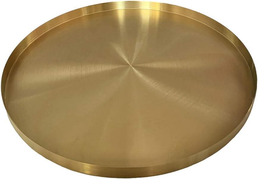 Round Gold Tray,12.6 Inch Brass Decorative Tray for Modern Home,Stainless Steel Serving Tray for Vanity Organizer,Perfume, Coffee Table, Kitchen and Bathroom