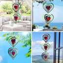 12 Pcs Heart Wind Spinners Colorful: Outdoor Garden Decor Metal Yard Lawn Ornaments with 360 Degree Swivel Hook, Reflective Bird Device Deterrent to Keep Birds Away from Porch Yard Patio Parking