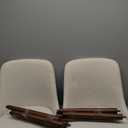 HULALA HOME Dining Chairs Set of 2, Ivory Fabric Upholstered Dining Room Chairs Set with Solid Wood Legs, Paded Back, Modern Kitchen Accent Chairs for Living Room Bedroom Reception