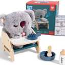TOP BRIGHT Koala Toys for Kids 3-5, Emotional Learning Interactive Plush with Glowing Heart, Feeding Accessories, Sounds & Diagnosis Cards, Pretend Play Care Toy Gift for Girls and Boys