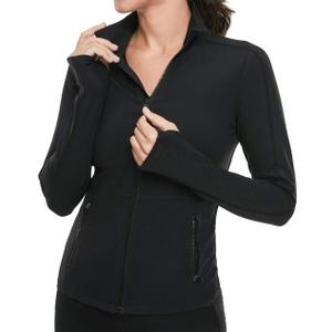 VUTRU Women's Workout Yoga Jacket Full Zip Running Athletic Track Jacket (Medium, Black)