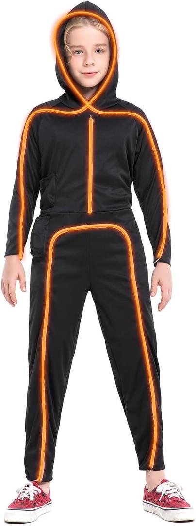 HSCTEK Light Up Child Stick Figure Costume (14, Orange)