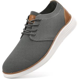 VILOCY Men's Fashion Dress Sneakers Casual Walking Shoes Business Oxfords Comfortable Breathable Lightweight Tennis (11.5 Wide, Grey)