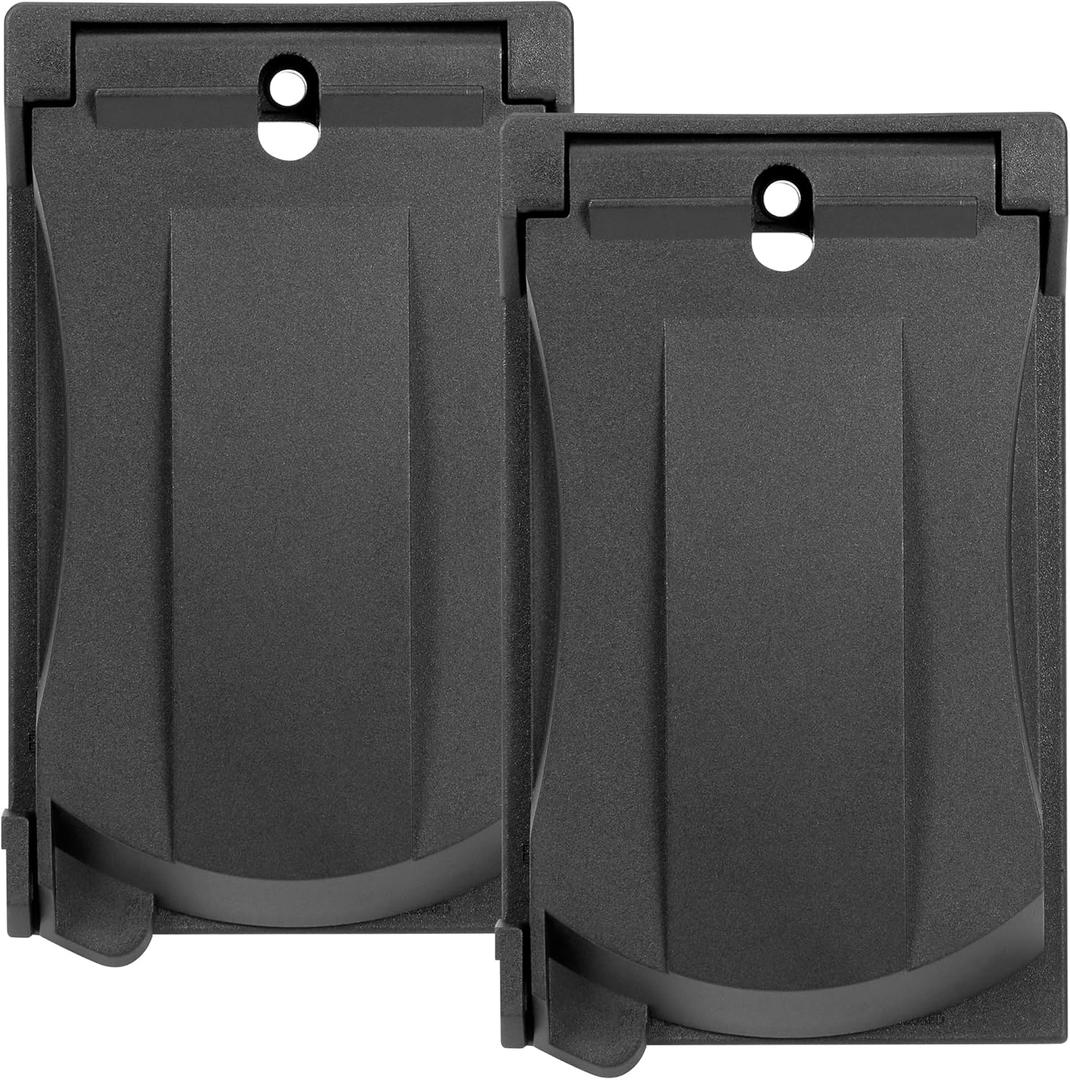 Maxxima 1-Gang Vertical Outdoor Outlet Cover Box, Heavy Duty Weather Resistant, Universal Flip Cover with Auto-Close, Compatible with Standard Outlets, GFCI, Switches & more, Black (3-Pack)