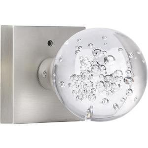 Glass Door Knobs Interior with Lock, Crystal Door Knobs Round Privacy Clear Bubble for Bed Bath Brushed Nickel