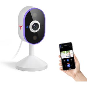 Indoor Surveillance Home Security Camera, 2-Way Audio, Night Vision, Smart AI Human Detection, App Control, Cloud Storage (Sold Separately), USB Wired Power Supply